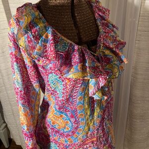Ralph Lauren Paisley print ruffled collared blouse size M